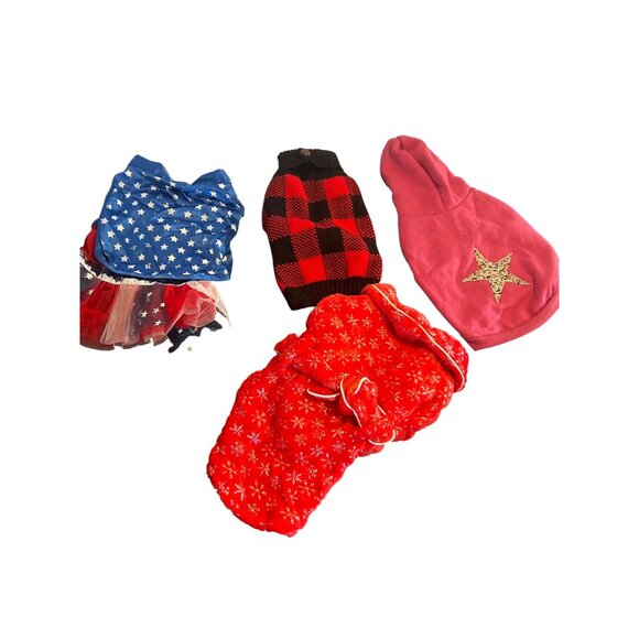 Lot of 4 Small Dog Clothes Robe Sweatshirt Sweater Tutu Dress - Picture 1 of 10